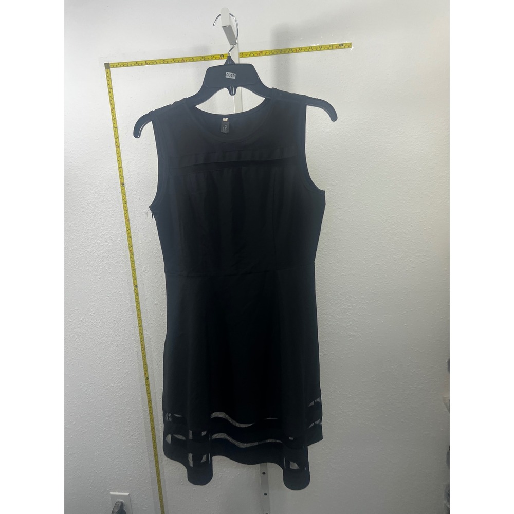 FACE 7 Black Mesh Panel Sleeveless Fit and Flare Cocktail Dress Womens Small